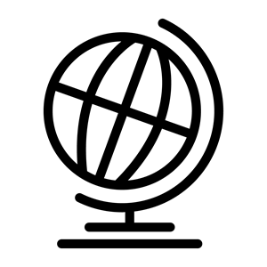 Black outline of a globe.