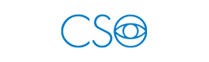 The CSO logo in blue. Inside of the 'O' is the shape of an eye.