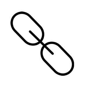 A black outline of two connected links.