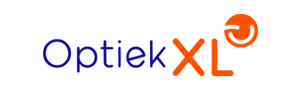 The Optiek XL logo. 'Optiek' is in purple and 'XL' is in orange.