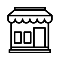 Black outline of a shop.