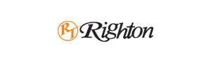 The Righton logo in black. RT is written in an orange circle on the left.