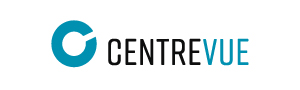 The CentreVue logo in grey and blue.