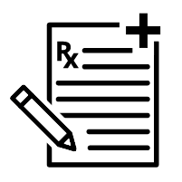 Black outline of a refraction prescription.