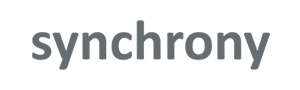 The synchrony logo in grey.