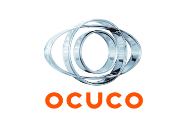 An image of the previous version of the Ocuco logo. An abstract image of the outline of an eye in silver with 'OCUCO' written below it in orange.