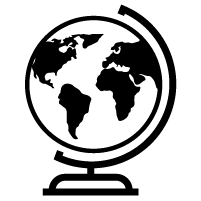 Black outline of a globe.