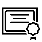 A black outline of a certificate