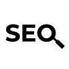 The letters 'S', 'E' and 'O' in bold black letters. The 'O' has a handle which makes it look like a magnifying glass.