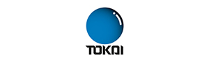 The Tokai logo in black. A blue circle lies above the text.