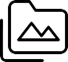A black outline of a folder with a mountain landscape image.