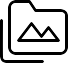 A black outline of a folder with a mountain landscape image.
