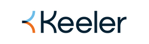 The Keeler logo in navy blue.