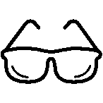 Black outline of a pair of square glasses.