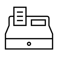 A black outline of a cash register.