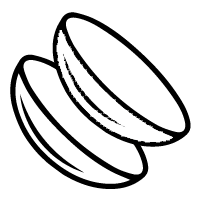 A black outline of a pair of contact lenses.